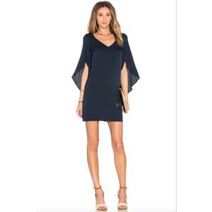 Milly Butterfly Sleeve V-Neck Silk Shift Dress‎ Size 10 Navy Blue NWT Minimilist